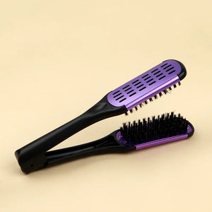 Pro Hairdressing Straightener Nylon Hair Straightening Double Brushes V Shape Comb Clamp Not Hurt Styling Tools DIY Home