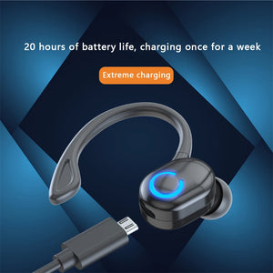 Wireless Ear Hook Earphones Single Mini Handsfree Headphone HIFI Bass Noise Cancelling Sports Headset with Mic - Stereotech