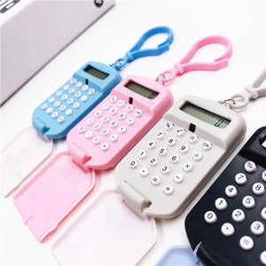 Useful Mini Calculator  Innovative Compact Calculator Keychain  Cartoon Digital Calculator with Key Ring - Stereotech