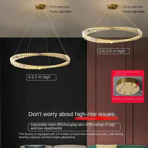 Modern Living Room Led Dimmable Pendant Lights Luxury Gold Irregular Ring K9 Crystal Pendant Lamp Led Luminarias Lamp Fixtures