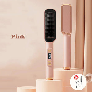 Electric Hot Comb Hair Straightener Brush  2 in 1 Mini Hair Straightener And Curler Fast Heating Temperature Adjustable