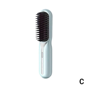 Mini Heated Hair Comb 3 Temperature Adjustable Quick Heating Wireless Hair Straightener Hair Care Brush Hairdressing Tool