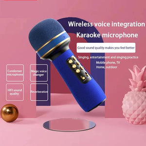 Professional Wireless Bluetooth Karaoke Microphone Portable Music Sing Mic Voice Changing Audio Speaker Player Accessory