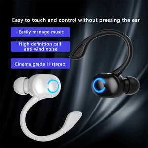 Wireless Ear Hook Earphones Single Mini Handsfree Headphone HIFI Bass Noise Cancelling Sports Headset with Mic - Stereotech