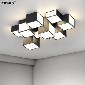 Remote Dimming Black White New Modern LED Chandelier Lights Living Dining Room Pendant Bedroom Hall Bar Lamps Indoor Lighting