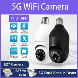 5G Wifi 1080P IP Camera Wireless Smart Home Night Vision Bulb Surveillance Camera E27 Auto Tracking Video Security Baby monitor