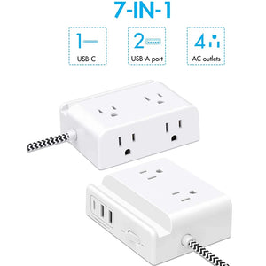 Smart power strip  us smart outlet wall plug adapt surge protector  110v 5V 2.4A usb c hub electrical socket with usb charger