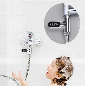 LED Display Household Water Shower Thermometer 5-85℃ Flow Self-powered Water Thermometer Monitoring Baby Care Energy Smart Meter