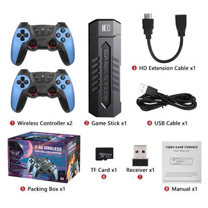 Video Game Stick X2  4K Video Game Stick Console 2.4G Double Wireless Controller  4K HD30000 Games 128G Retro Games Xmas Gift