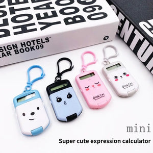 Useful Mini Calculator  Innovative Compact Calculator Keychain  Cartoon Digital Calculator with Key Ring - Stereotech