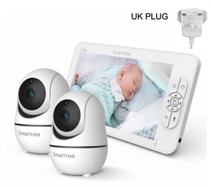 SM70V2 7" 1080P HD Split Screen Video Baby Monitor with two Camera, Hack Proof, Remote Zoom/Pan/Tilt, 4000mAh Battery