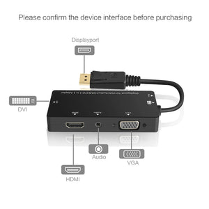 3 In 1 DisplayPort DP To HDMI-compatible DVI support 1080P HD DP To VGA Female Adapter Converter Cable box with Audio For PC TV