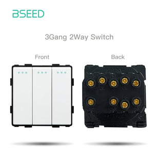 BSEED 1/2/3Gang 1/2Way Wall Button Switch Part Wall Power Socket Electrical Outlets Glass Frame DIY Module Part Free Combination