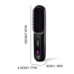 Electric Hair Straightener Brush Ceramic Heating Electric Brush Cordless Anti-Scald Ionic Hot Comb LED Display Hair Straightener