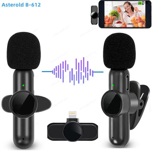 2.4G Wireless Lavalier Microphone Noise Cancelling Audio Video Recording for iPhone/iPad/Android/Xiaomi/Samsung Live Game Mic - Stereotech