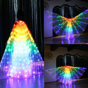 Halloween Christmas Dancing Costumes Girls Womens Bar Party Belly Dance Shows  Dress Cloak Glow LED Butterfly Wing For Adult