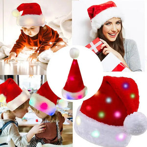 Merry Christmas LED lights High-end plush children adult Santa hat Christmas decorations Christmas supplies Luminous Santa hat