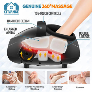 Foot Massager Heating Therapy Hot Compression Shiatsu Knead Roller Muscle Relaxation Pain Relief Electric Foot Massage Machine - Stereotech