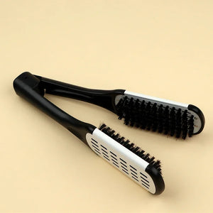 Pro Hairdressing Straightener Nylon Hair Straightening Double Brushes V Shape Comb Clamp Not Hurt Styling Tools DIY Home