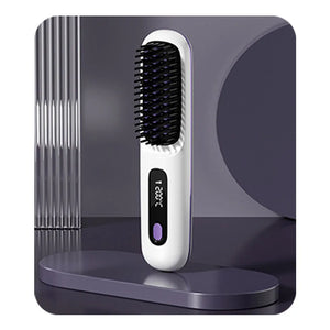 Hair Straightener Brush USB Rechargeable Cordless Negative Ions Hot Brush Electric Fluffy Curly Hair Styling Detangling Comb