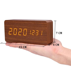 Alarm Clock for Bedrooms Bedside Table Wooden Desk Decor Wake Up Table Clock With Temperature Led Digital Clock Light Dawn