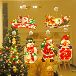 Christmas LED Suction Cup Light Santa Elk Window Styling Light Christmas Tree Holiday Lights Christmas Decoration Light