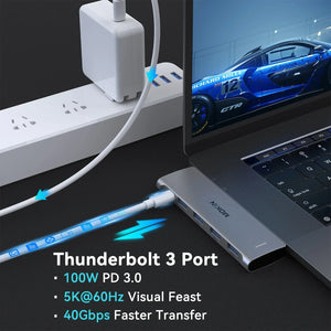 MOKiN 5 in 2 Dual USB C HUB Adapter Thunderbolt 3 Port 5K60Hz PD 100W 40Gbps for MacBook Pro Air 4 USB 3.0 5Gbps Docking Station