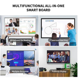 65 75 86 Inch Smart Board for Classroom and Conference, Digital Electronic Whiteboard 4K HD Touch Screen Interactive tv on wheel