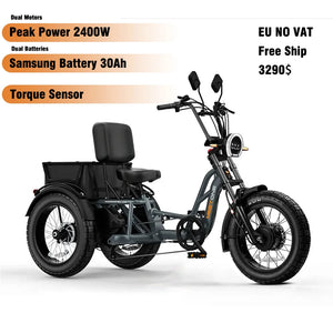 Meetone 1500W48V30AH Adult electric tricycles  Electric Tricycle 3 Wheels Electric Vehicle High Endurance  Strong Power E-trike