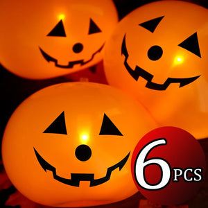 Halloween Pumpkin Lantern Balloons Inflatable LED Luminous Balloon with Light Glow in The Dark Kids Toys Halloween Party Decor