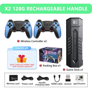 Video Game Stick X2  4K Video Game Stick Console 2.4G Double Wireless Controller  4K HD30000 Games 128G Retro Games Xmas Gift