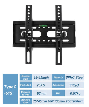 Universal TV Wall Mount 60Kg Adjustable Tilted Monitor Support PC Screen Holder Bracket For 42Inch 65Inch 75Inch Wall Stand