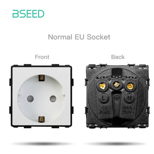 BSEED 1/2/3Gang 1/2Way Wall Button Switch Part Wall Power Socket Electrical Outlets Glass Frame DIY Module Part Free Combination