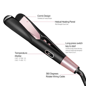 2 In 1 Pro Twist Hair Straightener And Curler Spiral Wave Curling Gold Titanium Flat Iron Straightening Curling Styling Tool