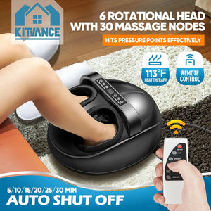 Foot Massager Heating Therapy Hot Compression Shiatsu Knead Roller Muscle Relaxation Pain Relief Electric Foot Massage Machine - Stereotech