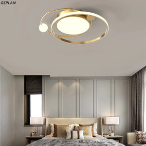 New Ring Round Gold Simple Design Remote Control Light Modern Led Chandelier For Bedroom Living Room Kitchen Study Ceiling Lamp