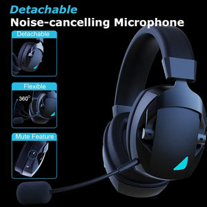 Acinaci Wireless Gaming Headset with Mic 2.4G Bluetooth Headphone USB 3.5mm Wired 3 Modes for PC, PS4, PS5, Mac, Switch