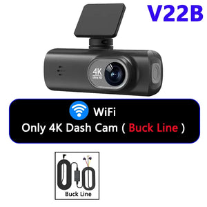 UHD 4K Dash Cam Dual Lens Driving Recorder Car DVR 1080P Rear Lens Camera Built-In WiFi GPS 24-Hour Parking Monitoring Black Box