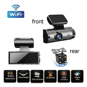 1080P Dash Cam Car WIFI Dvr Dual Lens Front Inside  Wide Angle IR Night Vision Parking Monitor Video Recorder