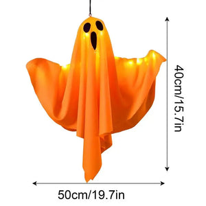 Halloween Fabric Hanging Spooky Ghost Ornaments LED Ghost With Flexibly Adjusted Poses Halloween Ghost Decor For Lawn Yard