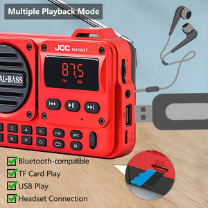 Portable Radio FM Rechargeable Bluetooth Speakers With FM Radio Receiver Support Earphone USB TF Card MP3 Player Speaker Radios