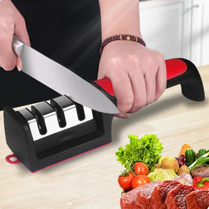 Quick Knife sharpener 3/4 section Knife sharpener Multi-functional hand-held whetstone Home sanding tool Kitchen tool - Stereotech