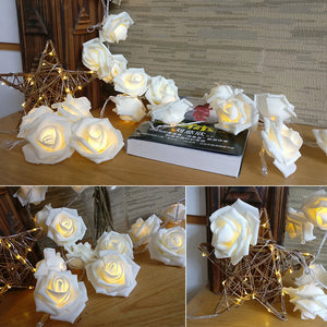 1.5/3m LED Rose Flower String Lights Battery Garland Artificial Bouquet Foam Fairy Lights For Valentine's Day Wedding Decoration