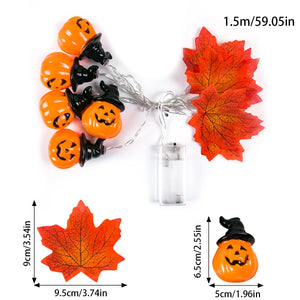 1.5M 10led Pumpkin Maple Leaf String Light Halloween Decoration Led Fairy Light Garland Autumn Home Party Decor Garden Yard Deco