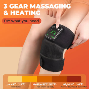 Eletric Heated Knee Massager Leg Joint Heating Vibration Massage Elbow Shoulder  3 in 1 Pain Reliever Support Thermal Knee Pad