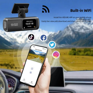 HAOGU Dash Cam UHD 4K for Car Camera Night Vision With GPS WiFi 24h Parking Loop Record 4K Front and 1080P Rear Dual Lens