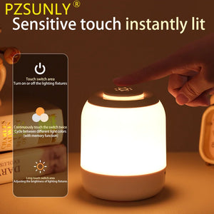 PZSUNLY LED Touch Lamp Night Light Table Lamp Bedside Lamp Bedroom Lamp with Touch Sensor Portable Desk Lamp Light for Kids Gift