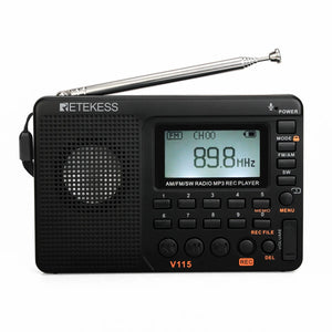 Portable Radio FM AM SW Radios AM FM Rechargeable Shortwave Radio On Batteries All Full Waves USB Recorder Speaker for Kids Olds