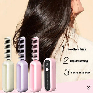 2 In 1 Wireless Professional Hair Straightener Curler Heating Tools Brush Curling Fast Styling Ion Comb Straightening Negat