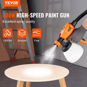 VEVOR HVLP Paint Sprayer 500W/1300W Electric Spray Paint Gun with Air Hose 1300ml Container HVLP Spray Gun for House Painting